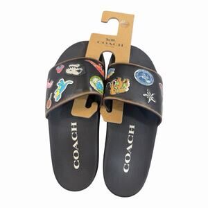 B2-001 COACH Rexy 10th Birthday Pool Slides With Sticker Print NWT